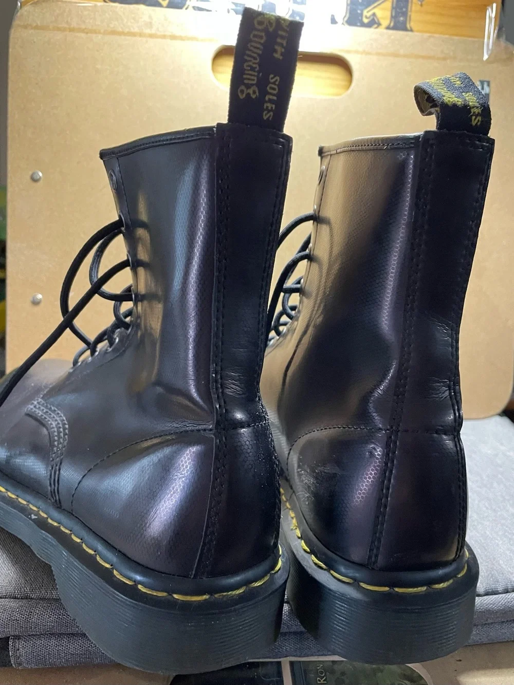 Dr. Martens Iridescent, Dark Purple Lace-Up Men's Combat Boots